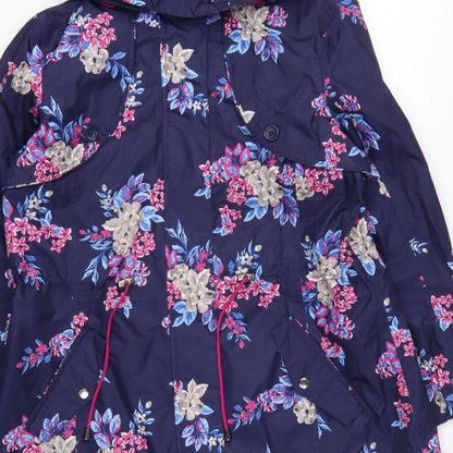 Bonmarché Women’s Blue Floral Hooded Parka Jacket Size 16