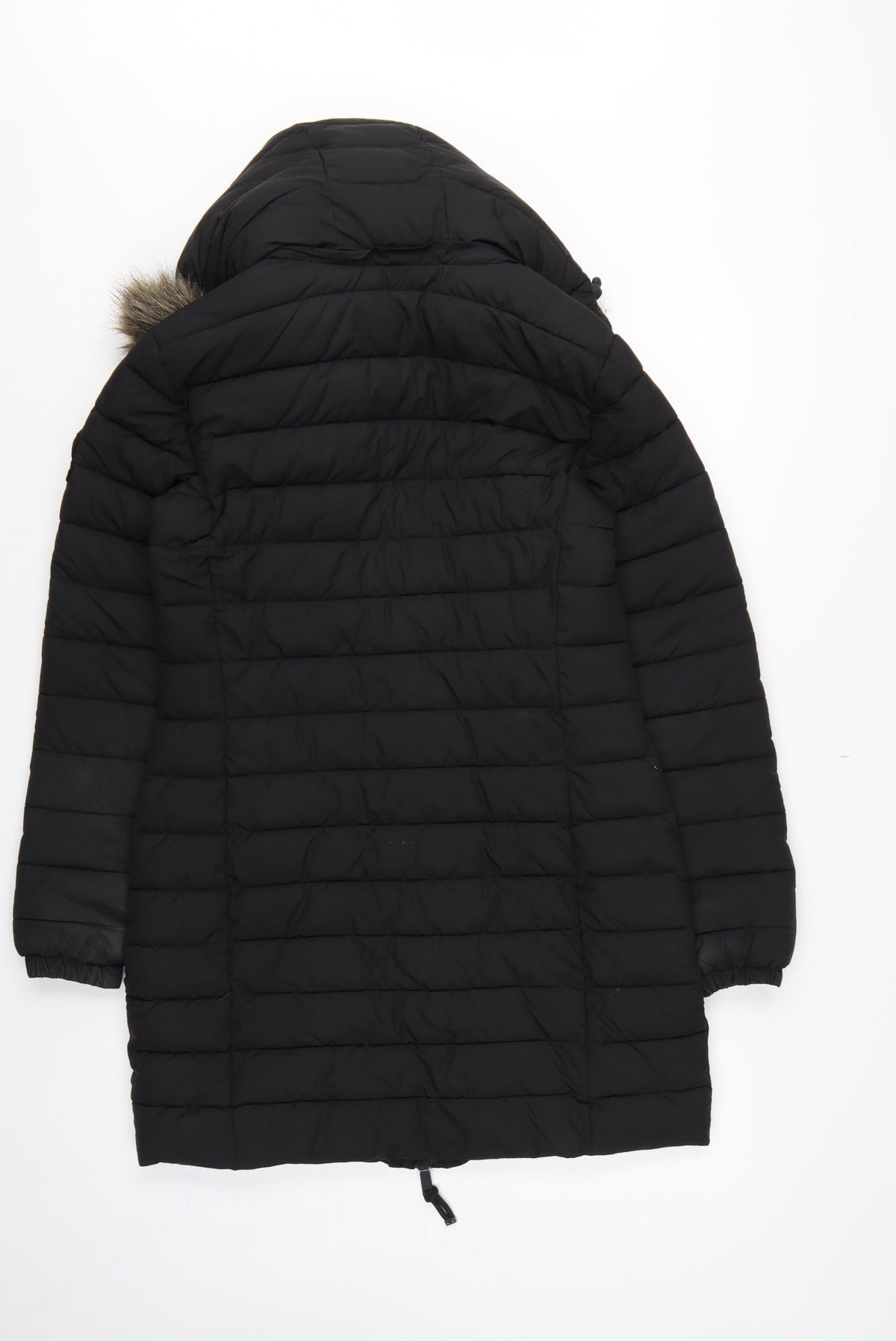 Superdry Women Black UK 8 Hooded Faux Fur Trim Puffer Coat