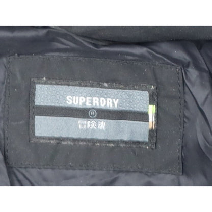 Superdry Women Black UK 8 Hooded Faux Fur Trim Puffer Coat