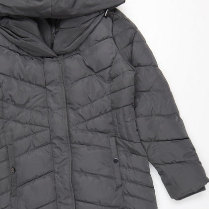 Roman Women’s Grey UK 10 Long Hooded Quilted Puffer Coat