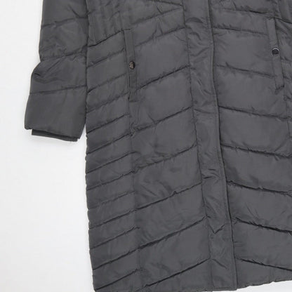 Roman Women’s Grey UK 10 Long Hooded Quilted Puffer Coat