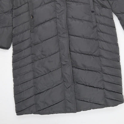Roman Women’s Grey UK 10 Long Hooded Quilted Puffer Coat