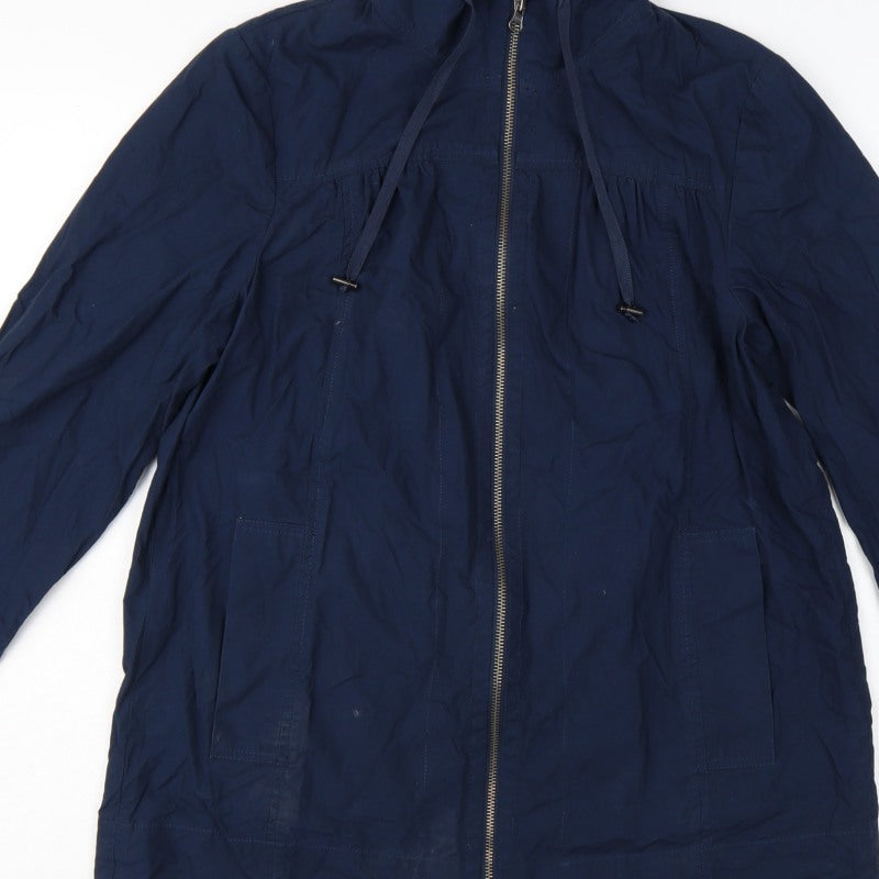 Bhs Women’s Blue UK 12 Mid-Length Cotton Zip Basic Jacket