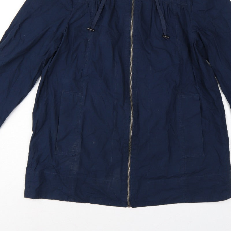 Bhs Women’s Blue UK 12 Mid-Length Cotton Zip Basic Jacket