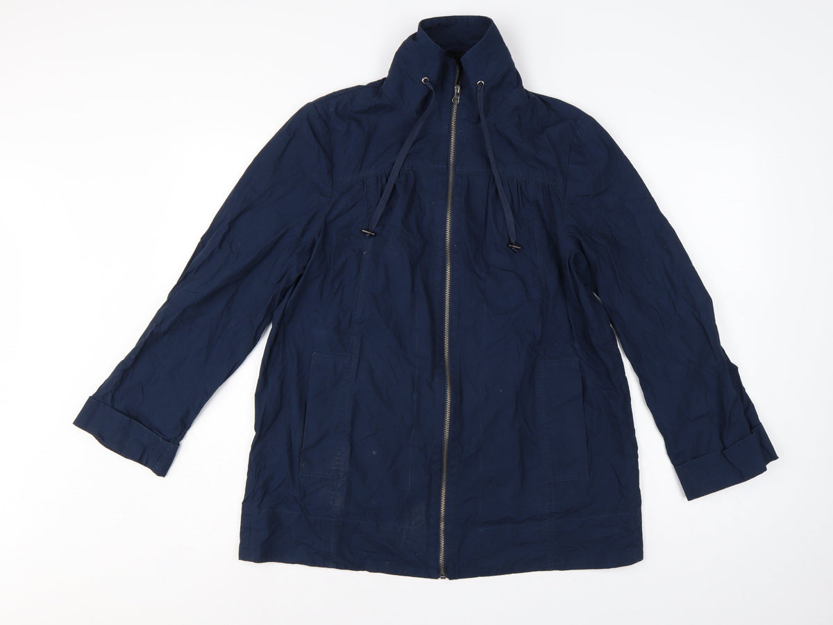 Bhs Women’s Blue UK 12 Mid-Length Cotton Zip Basic Jacket