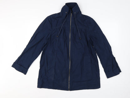 Bhs Women’s Blue UK 12 Mid-Length Cotton Zip Basic Jacket