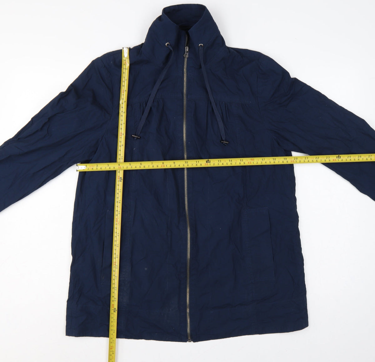 Bhs Women’s Blue UK 12 Mid-Length Cotton Zip Basic Jacket