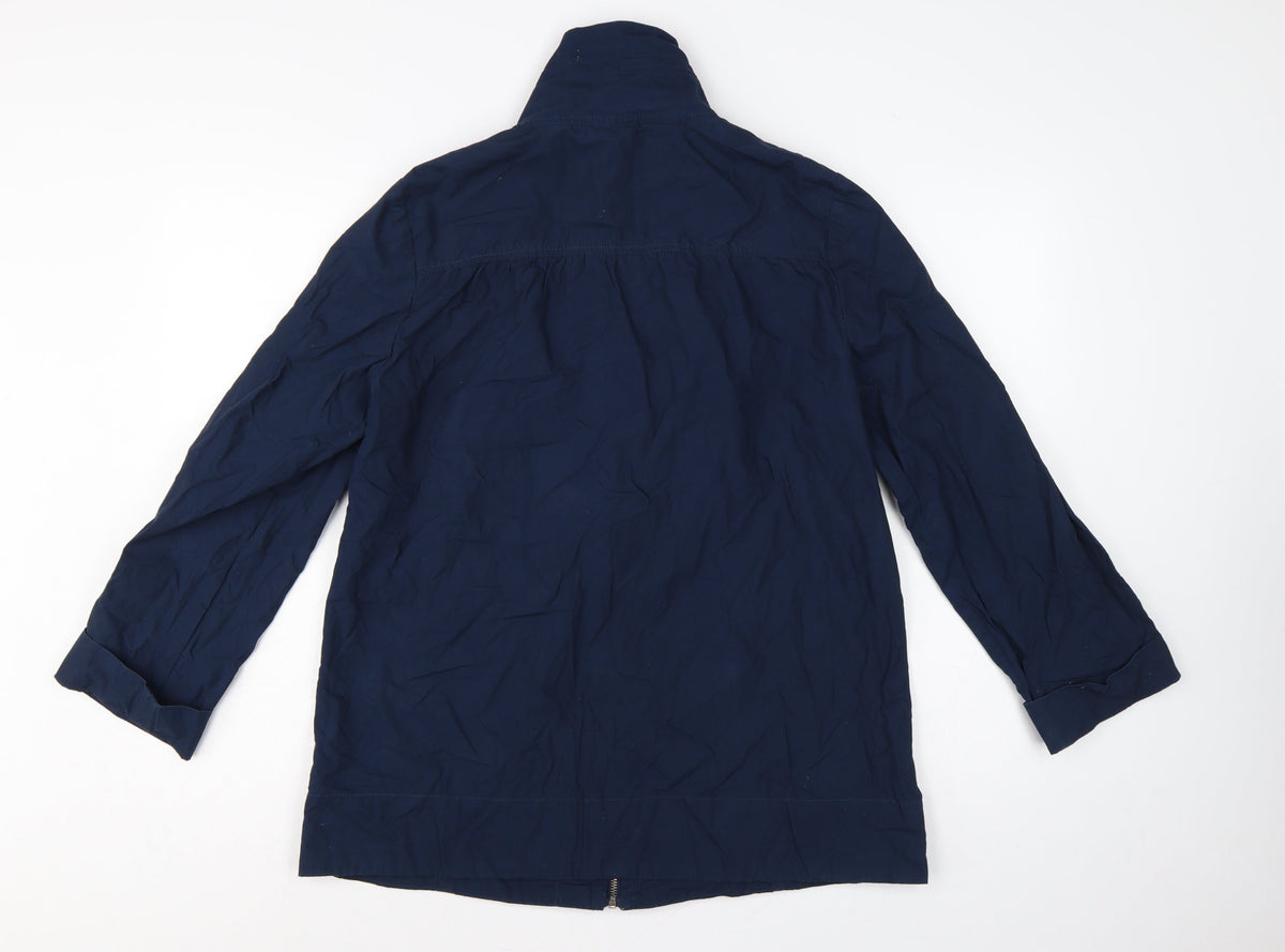 Bhs Women’s Blue UK 12 Mid-Length Cotton Zip Basic Jacket