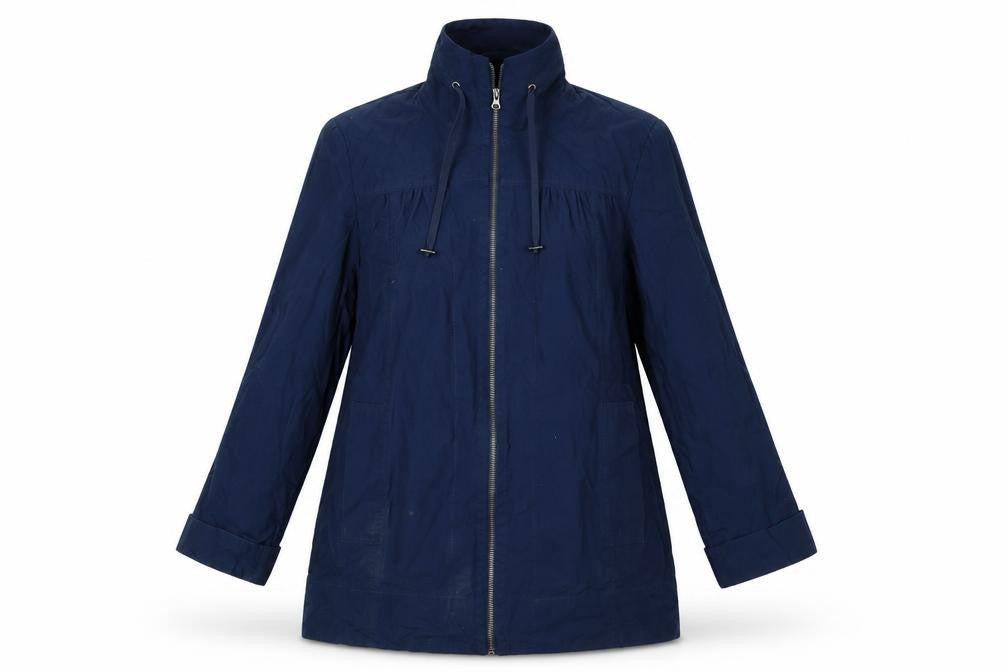 Bhs Women’s Blue UK 12 Mid-Length Cotton Zip Basic Jacket