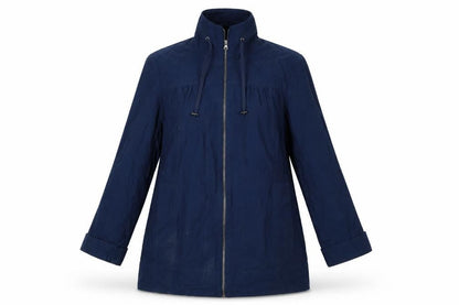 Bhs Women’s Blue UK 12 Mid-Length Cotton Zip Basic Jacket