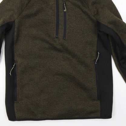 Mountain Warehouse Men Green L Half Zip Fleece Sweatshirt Outdoor