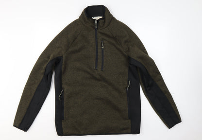 Mountain Warehouse Men Green L Half Zip Fleece Sweatshirt Outdoor