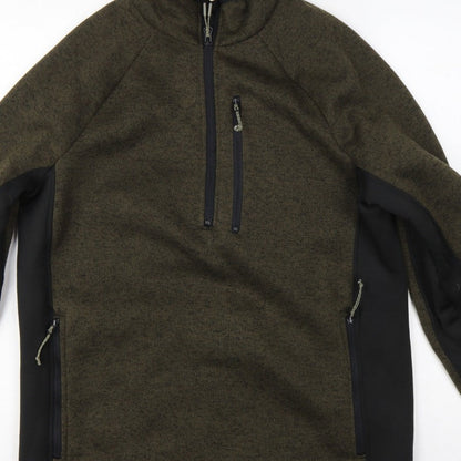 Mountain Warehouse Men Green L Half Zip Fleece Sweatshirt Outdoor