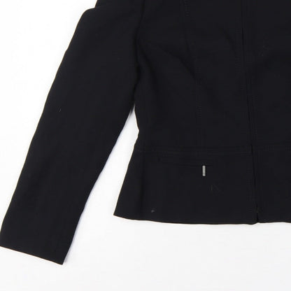 Marks and Spencer Women Black UK 14 Zip Front Tailored Suit Jacket
