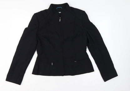 Marks and Spencer Women Black UK 14 Zip Front Tailored Suit Jacket
