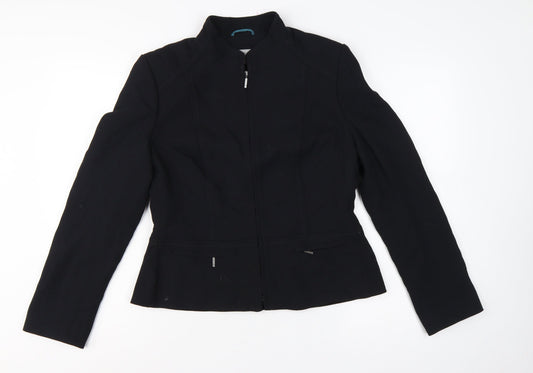 Marks and Spencer Women Black UK 14 Zip Front Tailored Suit Jacket