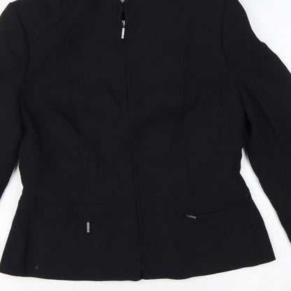 Marks and Spencer Women Black UK 14 Zip Front Tailored Suit Jacket