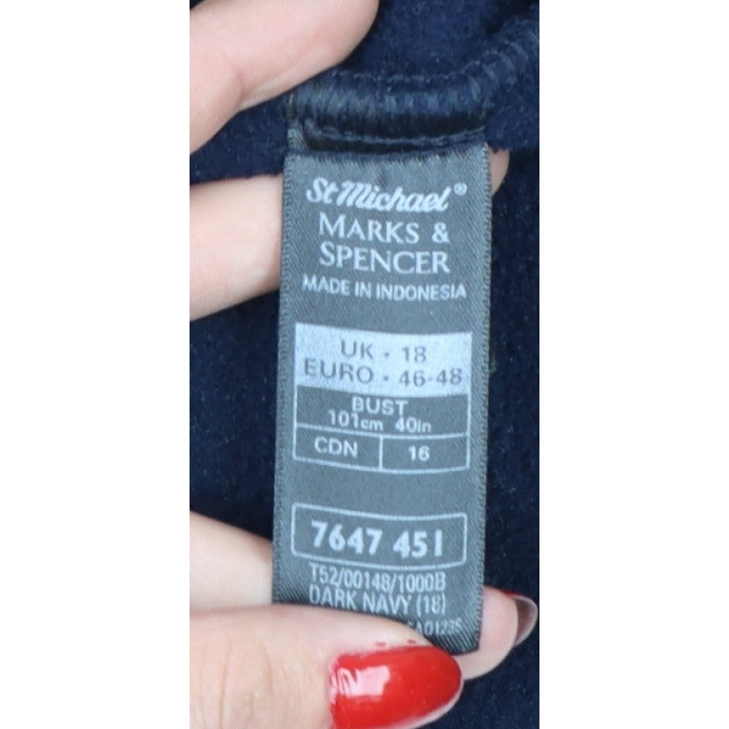 M&S St Michael Women’s Navy Blue UK 18 Fleece Full Zip Jacket