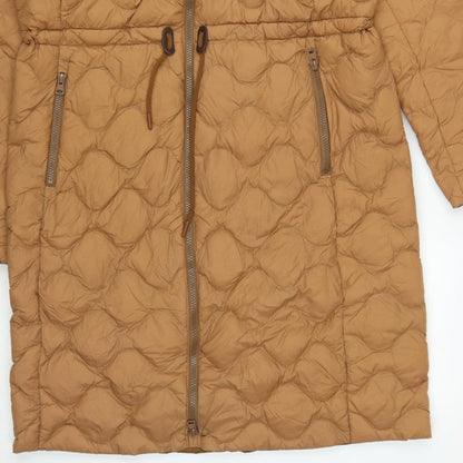 Lands' End Women Brown S Long Hooded Down Puffer Coat