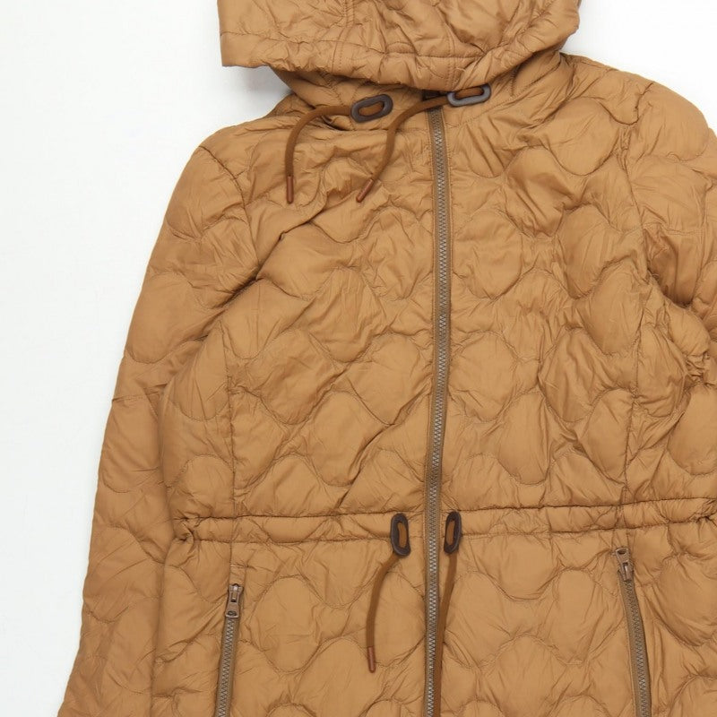 Lands' End Women Brown S Long Hooded Down Puffer Coat