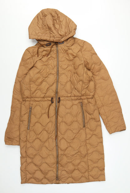 Lands' End Women Brown S Long Hooded Down Puffer Coat