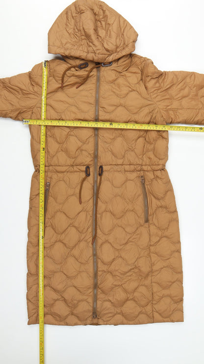 Lands' End Women Brown S Long Hooded Down Puffer Coat