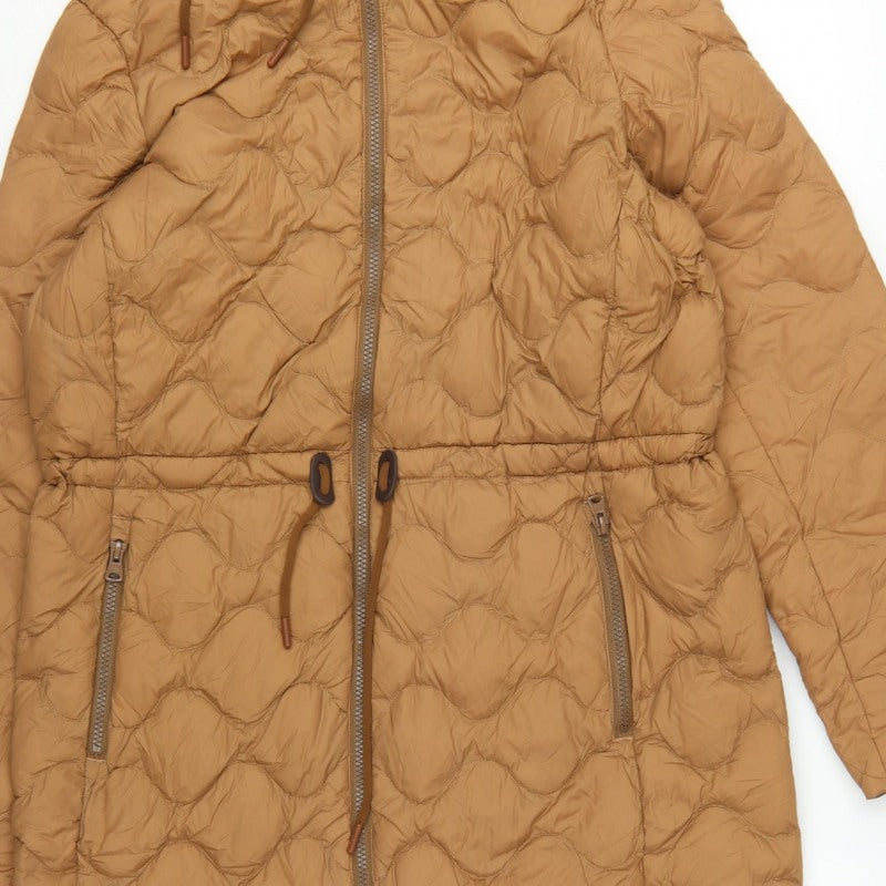 Lands' End Women Brown S Long Hooded Down Puffer Coat