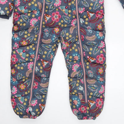 FatFace Girls Multicoloured 5-6 Years Floral Hooded Padded Snowsuit