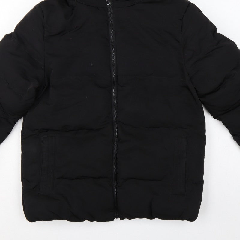 SoulCal & Co Boys Black 13 Years Puffer Parka Faux Fur Hood