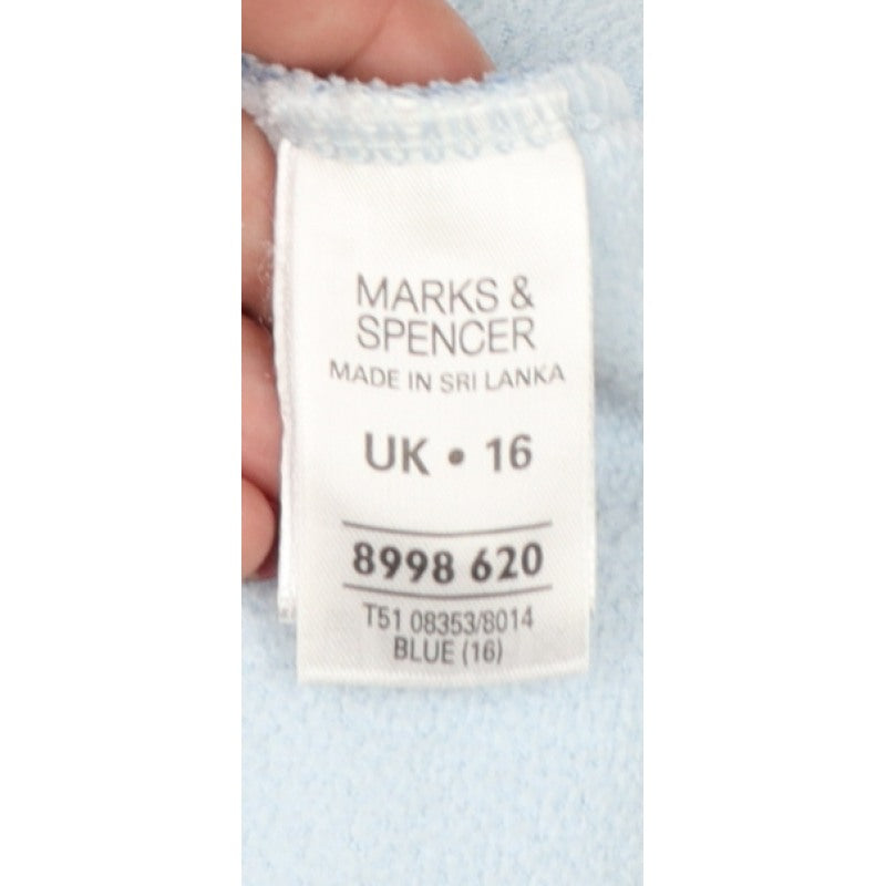 Marks and Spencer Women Blue UK 16 Henley Fleece Sweatshirt