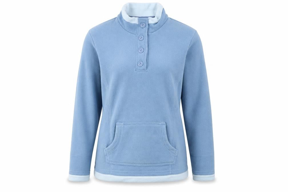 Marks and Spencer Women Blue UK 16 Henley Fleece Sweatshirt