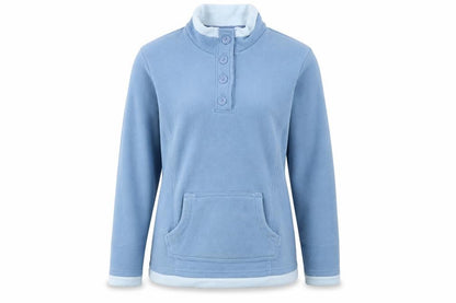 Marks and Spencer Women Blue UK 16 Henley Fleece Sweatshirt