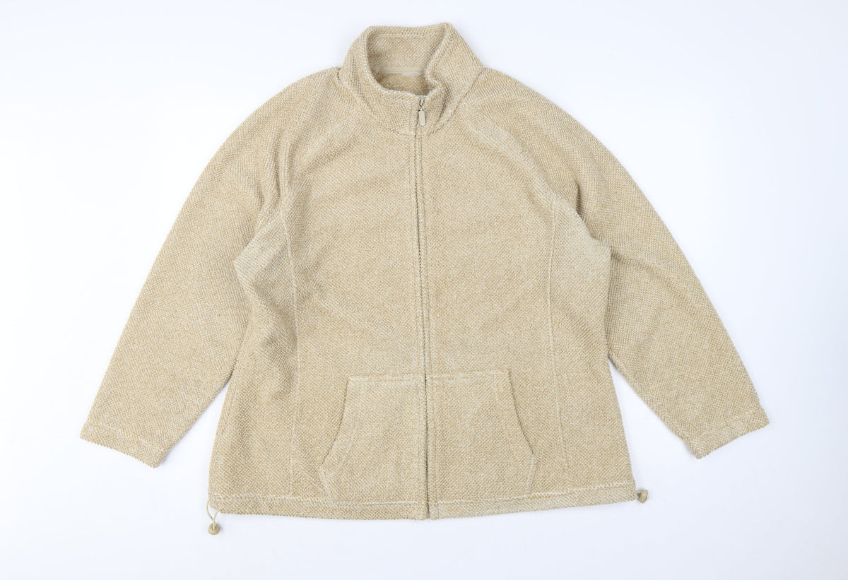 Marks & Spencer Women Beige UK 20 Fleece Full Zip Jacket Pockets