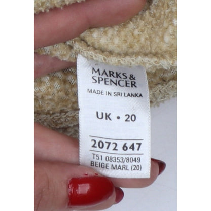 Marks & Spencer Women Beige UK 20 Fleece Full Zip Jacket Pockets