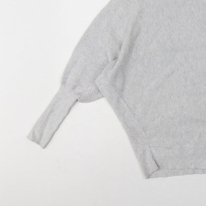 Phase Eight Women Grey M Fine Knit Crew Neck Pullover Jumper