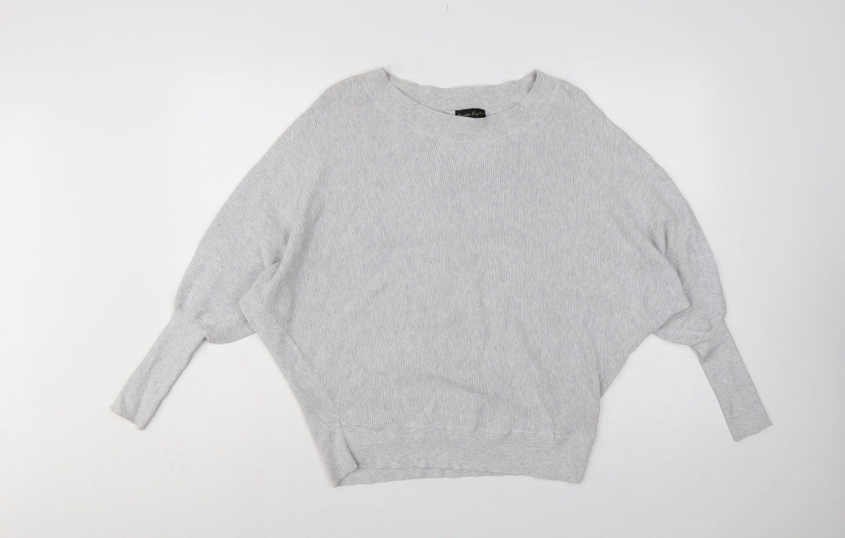 Phase Eight Women Grey M Fine Knit Crew Neck Pullover Jumper