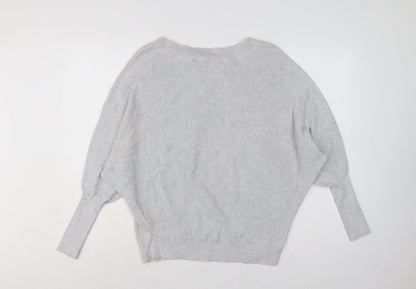 Phase Eight Women Grey M Fine Knit Crew Neck Pullover Jumper