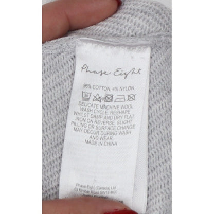 Phase Eight Women Grey M Fine Knit Crew Neck Pullover Jumper
