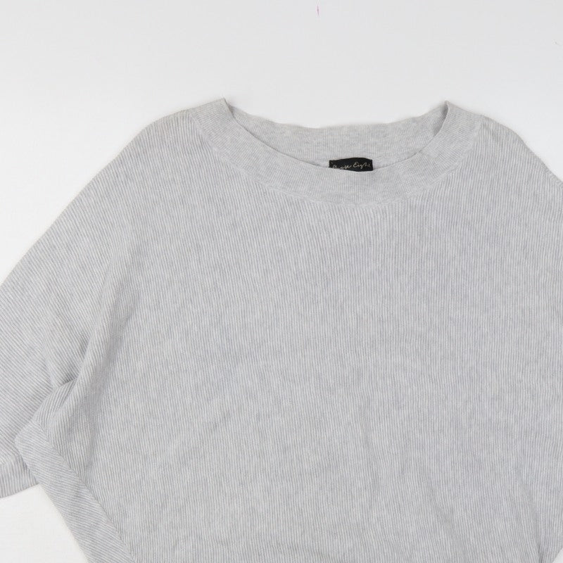 Phase Eight Women Grey M Fine Knit Crew Neck Pullover Jumper