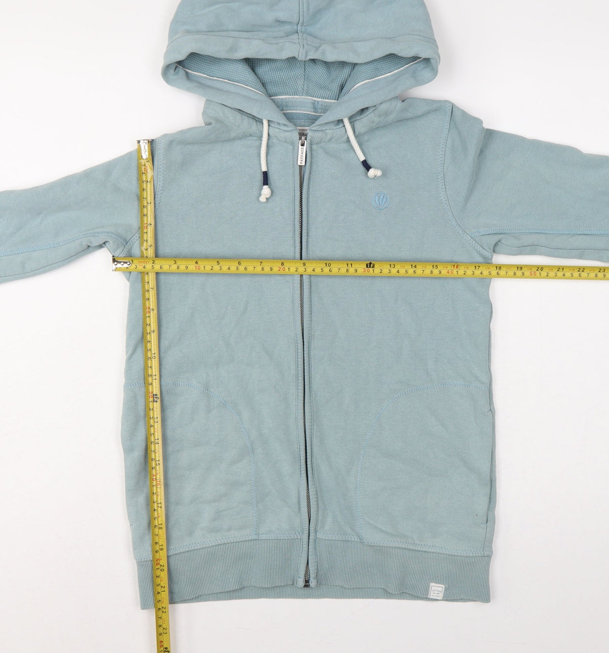 Fat Face Men’s Blue XS Full Zip Hooded Fleece Hoodie Pockets