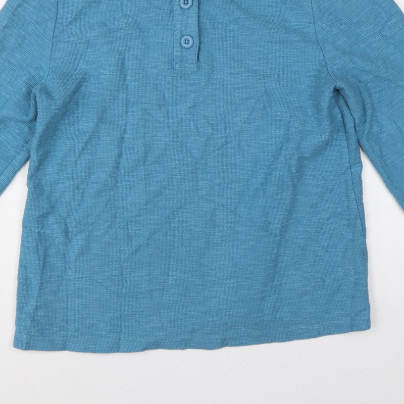 Seasalt Cornwall Women’s Blue UK 10 Organic Cotton Henley Sweatshirt