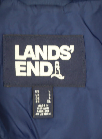 Land's End Women’s Blue XL Quilted Puffer Jacket Full Zip