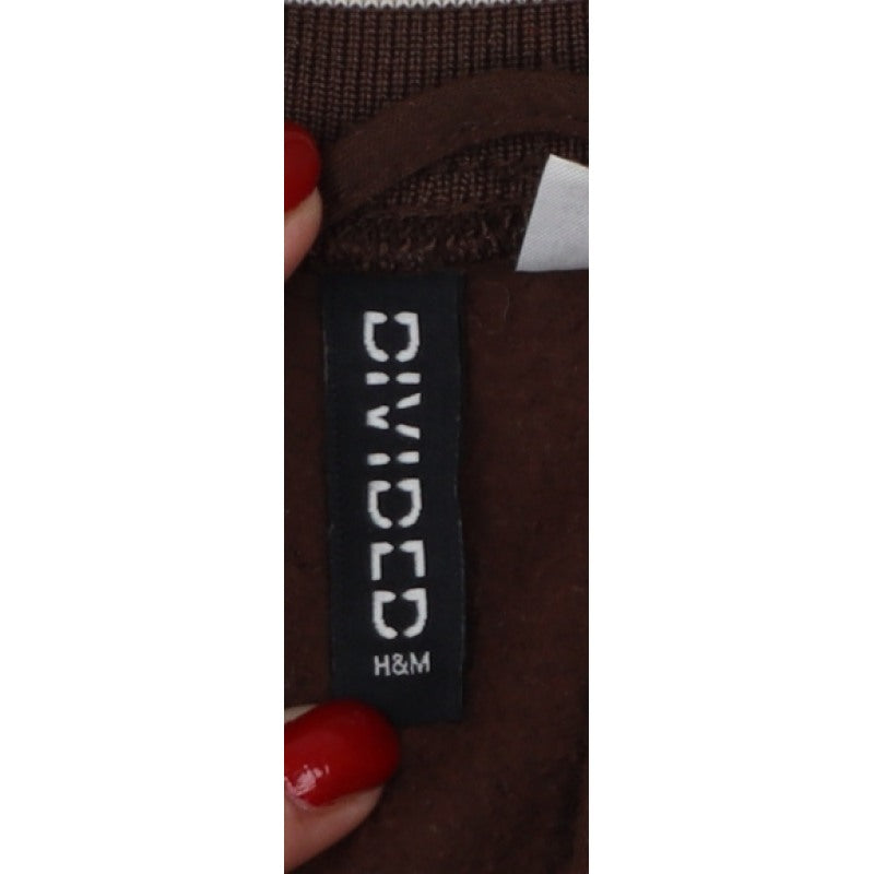 H&M Divided Women Brown Cream M Varsity College Snap Sweatshirt