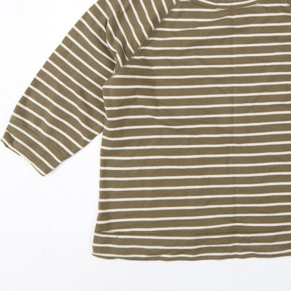 Boden Women Green White Striped UK 18 3/4 Sleeve Pullover Sweatshirt