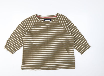 Boden Women Green White Striped UK 18 3/4 Sleeve Pullover Sweatshirt
