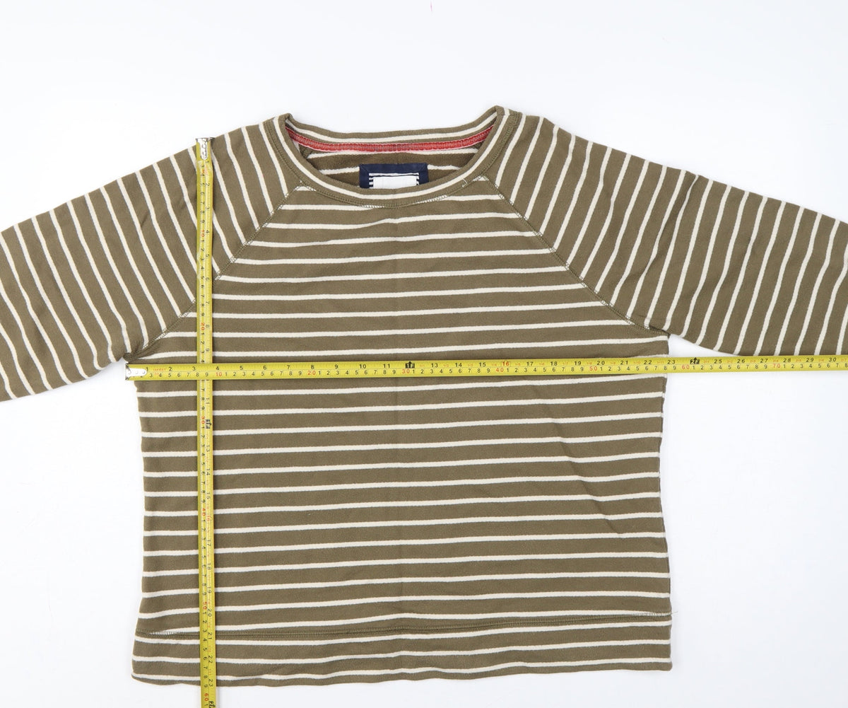 Boden Women Green White Striped UK 18 3/4 Sleeve Pullover Sweatshirt