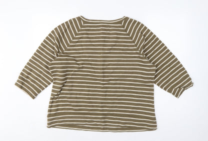 Boden Women Green White Striped UK 18 3/4 Sleeve Pullover Sweatshirt