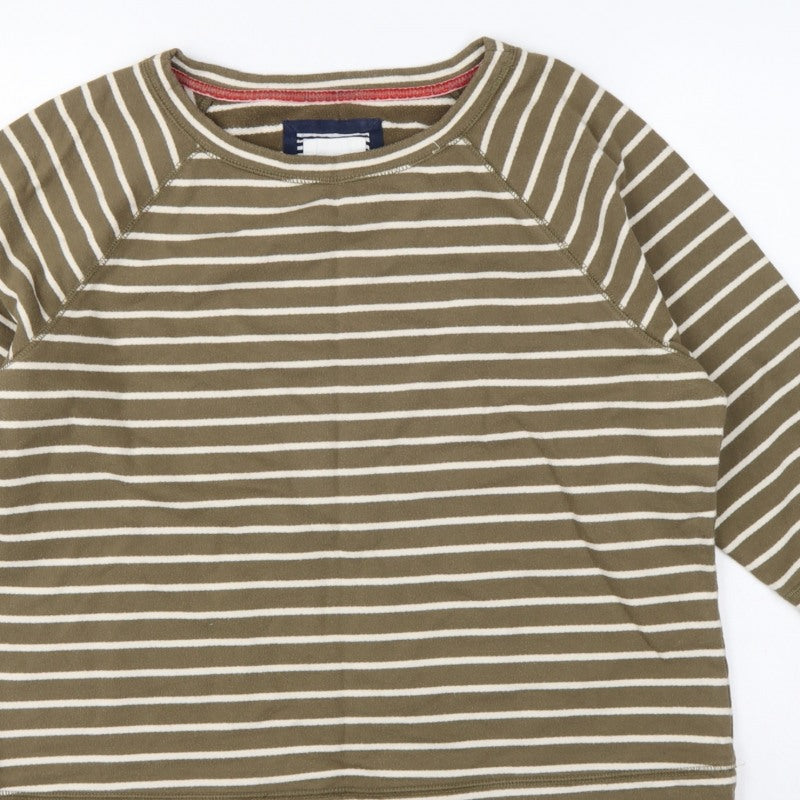 Boden Women Green White Striped UK 18 3/4 Sleeve Pullover Sweatshirt