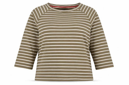 Boden Women Green White Striped UK 18 3/4 Sleeve Pullover Sweatshirt