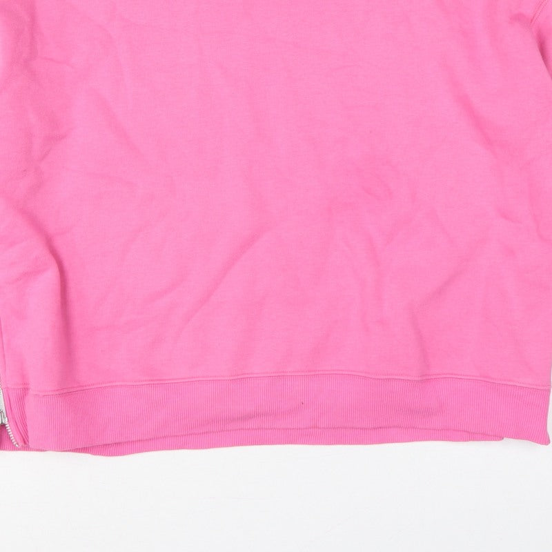 Mint Velvet Women’s Pink XL Pullover Sweatshirt Side Zip Cotton Blend